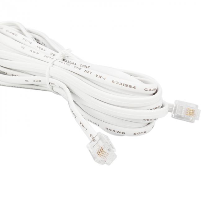 6P4C RJ11 플러그가 하얀 전화 플랫 케이블 26AWG*4C를 메웁니다